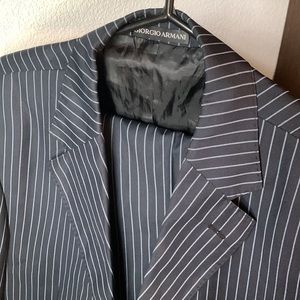 GIORGIO ARMANI Pinstripe Super 150’s Wool Mix Italian Suit